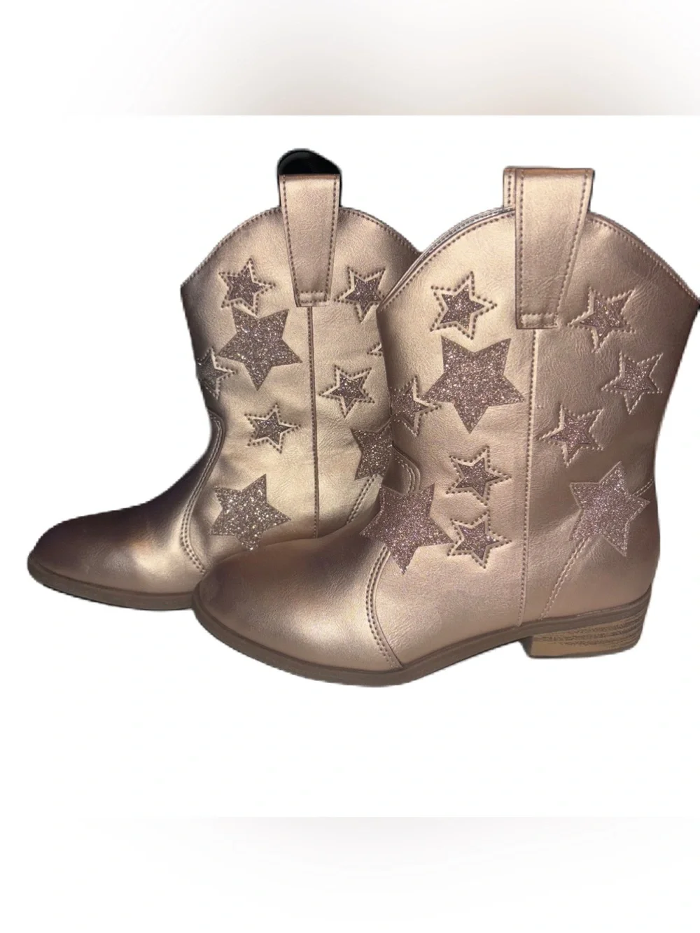 Thereabouts Girls Metallic Sienna Rose Gold Stars Western Cowgirl Ankle Boots 2